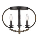 Golden Lighting 8320-FM BLK-EWB Flori Flush Mount in Matte Black with Espresso Wood Beads - Crescent Harbor