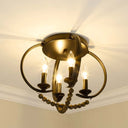 Golden Lighting 8320-FM BLK-EWB Flori Flush Mount in Matte Black with Espresso Wood Beads - Crescent Harbor