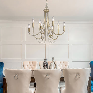 Golden Lighting 8322-8 WG Kamila 8 Light Chandelier in White Gold - Crescent Harbor