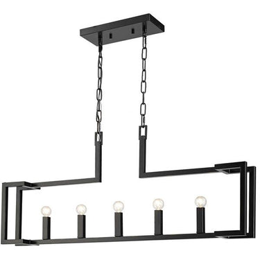 Golden Lighting 9020-LP BLK 5-Light Linear Pendant - Crescent Harbor