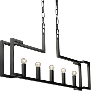 Golden Lighting 9020-LP BLK 5-Light Linear Pendant - Crescent Harbor