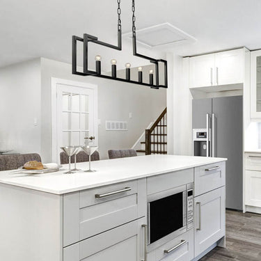 Golden Lighting 9020-LP BLK 5-Light Linear Pendant - Crescent Harbor