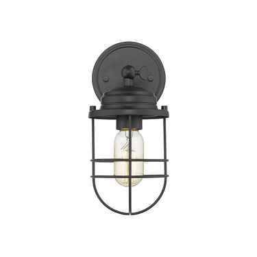 Golden Lighting 9808-1W BCB Seaport 1 Light Wall Sconce in Brushed Champagne Bronze with BCB Metal Cage - Crescent Harbor