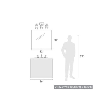 Golden Lighting 9808-BA3 Seaport 3 Light Bath Vanity - Crescent Harbor