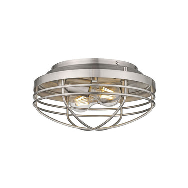 Golden Lighting 9808-FM Seaport Flush Mount in BCB Metal Cage - Crescent Harbor