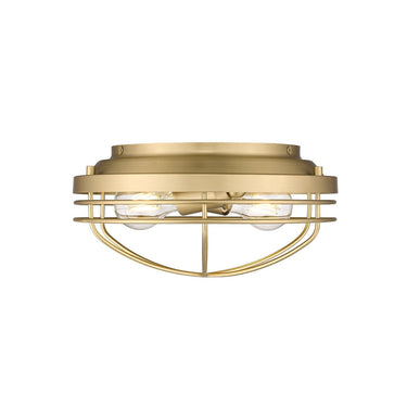 Golden Lighting 9808-FM Seaport Flush Mount in BCB Metal Cage - Crescent Harbor
