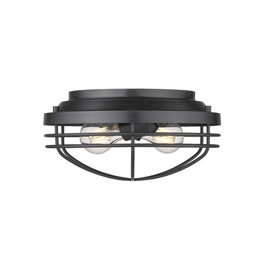 Golden Lighting 9808-FM Seaport Flush Mount in BCB Metal Cage - Crescent Harbor