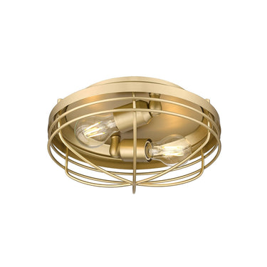 Golden Lighting 9808-FM Seaport Flush Mount in BCB Metal Cage - Crescent Harbor