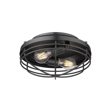 Golden Lighting 9808-FM Seaport Flush Mount in BCB Metal Cage - Crescent Harbor