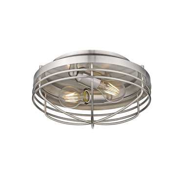 Golden Lighting 9808-FM Seaport Flush Mount in BCB Metal Cage - Crescent Harbor