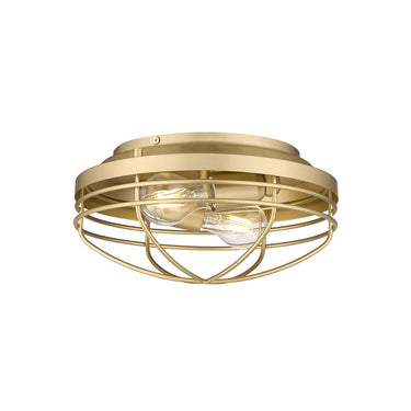 Golden Lighting 9808-FM Seaport Flush Mount in BCB Metal Cage - Crescent Harbor