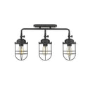 Golden Lighting 9808-LSF Seaport 3 Light Linear Semi-Flush - Track in Black Metal Cage - Crescent Harbor