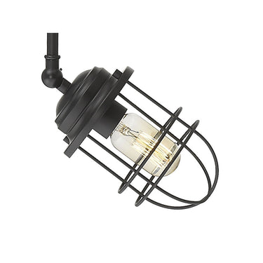 Golden Lighting 9808-LSF Seaport 3 Light Linear Semi-Flush - Track in Black Metal Cage - Crescent Harbor