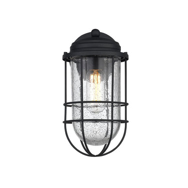 Golden Lighting 9808-OWM NB-SD Seaport Medium Outdoor Sconce in Natural Black - Crescent Harbor