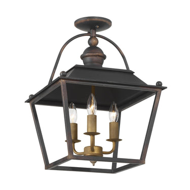 Golden Lighting Christoff 0888-SF 3 Light Semi-Flush