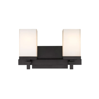 Golden Lighting DDDD-BA2 BLK-OP Maddox 2 Light Bath Vanity in Matte Black with Opal - Crescent Harbor