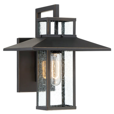 Great Outdoors 73150-143C Danforth Park 1 Light Outdoor Wall Mount in Oil Rubbed Bronze W/ Gold High 1