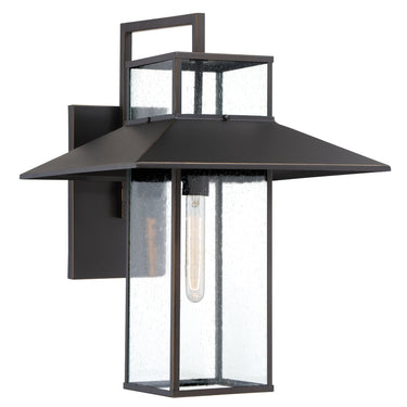Great Outdoors 73153-143C Danforth Park 1 Light Outdoor Wall Mount in Oil Rubbed Bronze W/ Gold High 1
