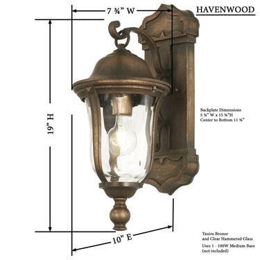 Great Outdoors Havenwood 1 Light Outdoor Wall Mount - 73241-748 3