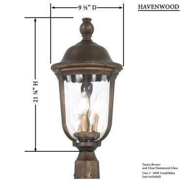 Great Outdoors Havenwood 3 Light Outdoor Post Mount Mount - 73248-748 3