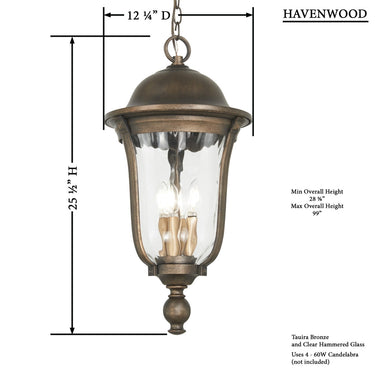 Great Outdoors Havenwood 4 Light Outdoor Chain Hung - 73247-748 3