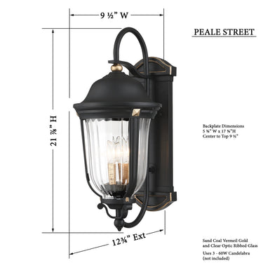 Great Outdoors Peale Street 3 Light Outdoor Wall Mount - 73233-738 3