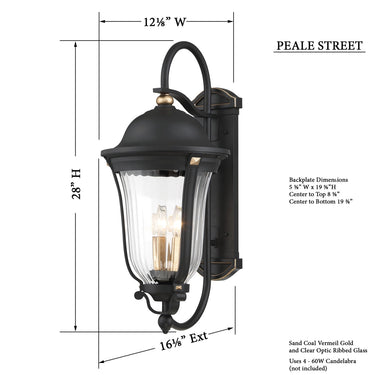Great Outdoors Peale Street 4 Light Outdoor Wall Mount - 73234-738 3