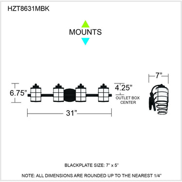 Hazlett 4 Light Bath Light 14