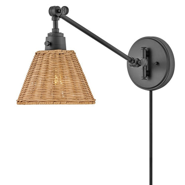 Hinkley Arti Medium Swing Arm Single Light Sconce - Alternative Image 3690BK-NAT Alternative Image 9