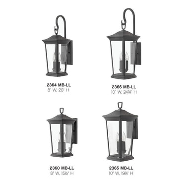 Hinkley Bromley LED Outdoor Large Wall Mount Lantern in Museum Black Finish Alternative Image 2