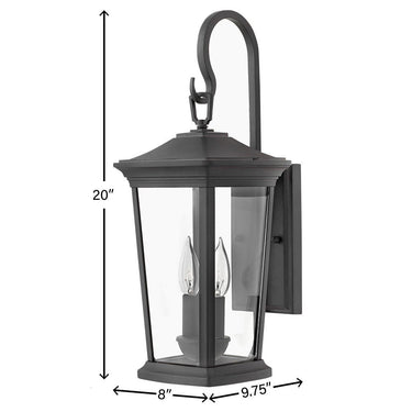 Hinkley Bromley LED Outdoor Medium Wall Mount Lantern in Museum Black Finish Alternative Image 1