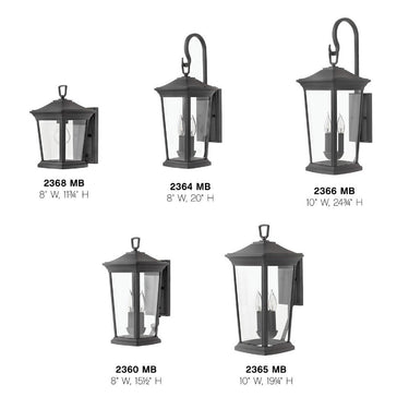 Hinkley Bromley Outdoor Medium Wall Mount Lantern in Museum Black Finish Alternative Image 2