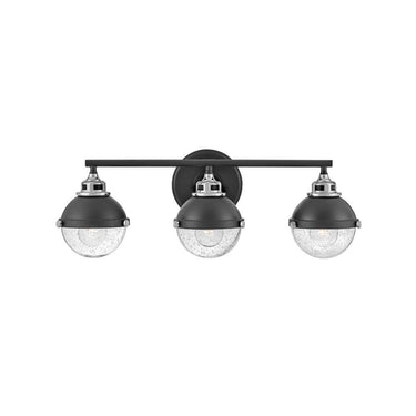 Hinkley Fletcher Medium Three Light Vanity Wall Sconce in Black Finish 