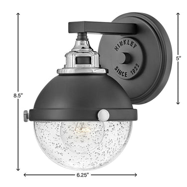 Hinkley Fletcher Small Single Light Vanity Wall Sconce in Black Finish Alternative Image 1