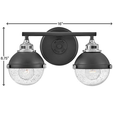 Hinkley Fletcher Small Two Light Vanity Wall Sconce in Black Finish Alternative Image 1