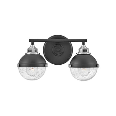 Hinkley Fletcher Small Two Light Vanity Wall Sconce in Black Finish 