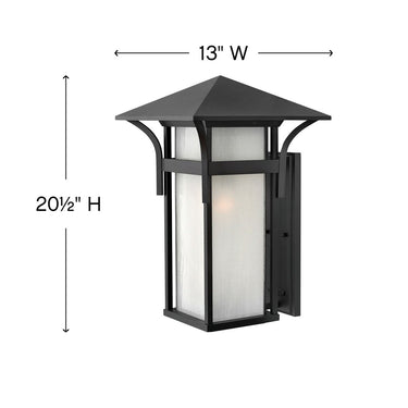 Hinkley Harbor Outdoor Medium Wall Mount Lantern in Satin Black Finish Alternative Image 1