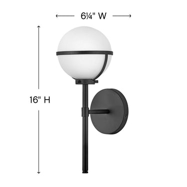 Hinkley Hollis Medium Single Light Vanity Wall Sconce LED in Black Finish Alternative Image 1
