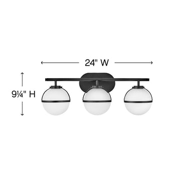 Hinkley Hollis Medium Three Light Vanity Wall Sconce LED in Black Finish Alternative Image 1