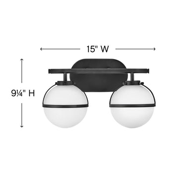 Hinkley Hollis Small Two Light Vanity Wall Sconce LED in Black Finish Alternative Image 1