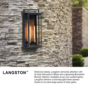 Hinkley Langston Outdoor Medium Wall Mount Lantern - Alternative Image 24020BK Alternative Image 3