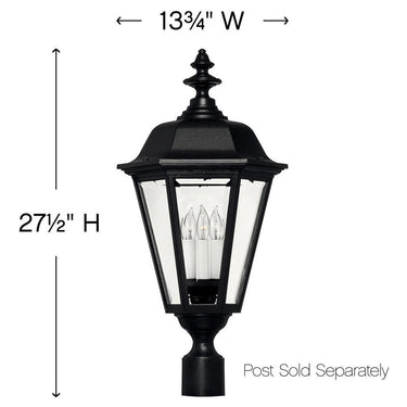 Hinkley Manor House Outdoor Large Post Mount Lantern - Alternative Image 1471BK Alternative Image 3
