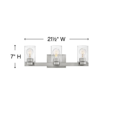Hinkley Miley Medium Three Light Vanity Wall Sconce - Alternative Image 5053BN-CL Alternative Image 1