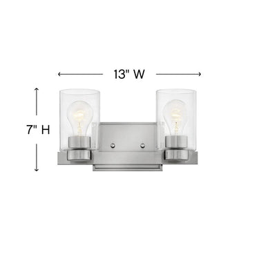 Hinkley Miley Small Two Light Vanity Wall Sconce - Alternative Image 5052BN-CL Alternative Image 1
