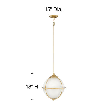 Hinkley Odeon Medium Orb Pendant in Satin Brass Finish Alternative Image 1