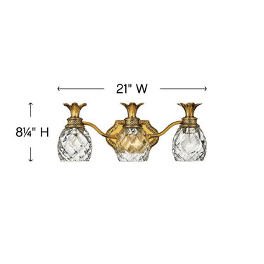 Hinkley Plantation Medium Three Light Vanity Wall Sconce in Burnished Brass Finish Alternative Image 1