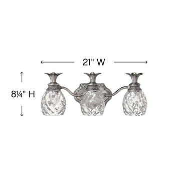 Hinkley Plantation Medium Three Light Vanity Wall Sconce in Polished Antique Nickel Finish Alternative Image 1