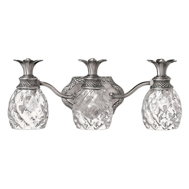 Hinkley Plantation Medium Three Light Vanity Wall Sconce in Polished Antique Nickel Finish 