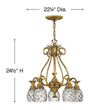 Hinkley Plantation Small Single Tier Chandelier in Burnished Brass Finish Alternative Image 1