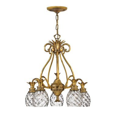Hinkley Plantation Small Single Tier Chandelier in Burnished Brass Finish 